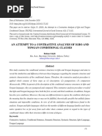 An Attempt To A Contrastive Analysis of Igbo and Tongan Conditional Clauses