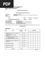 Fakulti Kejuruteraan Mekanikal Universiti Teknologi Mara Kampus Pasir Gudang Laboratory Assessment Form