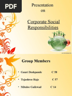 Presentation On: Corporate Social Responsibilities