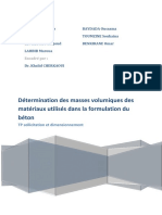 TP Sollicitation Et Dimensionnement: Masses Volumiques