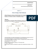 Lab - 4 Meter Bridge (Null Method) : Theory