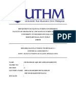 Individual Assignment 1 Topic: Manufacturing of Plastic Bottles (Pet)