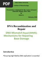 Addis Ababa University Institute of Biotechnology Presentation Assignment For The Course Advanced Molecular Biology (BIOT 801)