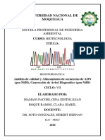 Análisis de Calidad y Alineamiento de Secuencias de ADN, Generación de Árbol Filogenético (Gen NifH)