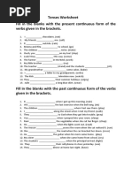 Tenses Worksheet Fill in The Blanks With The Present Continuous Form of The Verbs Given in The Brackets