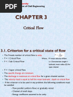 Critical Flow: Department of Civil Engineering