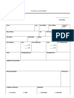 Clinical Face Sheet: - A.M. - P.M. - A.M. - P.M