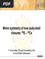 Mirror Symmetry of New (Sub) - Shell Closures: S - Ca