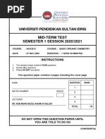 Universiti Pendidikan Sultan Idris Mid-Term Test SEMESTER 1 SESSION 2020/2021