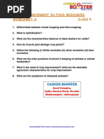 Improvement in Food Resources Worksheet-4 Class 9: Career Booster