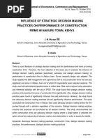 Influence of Strategic Decision Making Practices On Performance of Construction Firms in Nakuru Town, Kenya