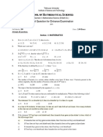 Model Question For Entrance Examination: Chool of Athematical Ciences