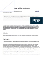 What We Know About Pricing Strategies: Source: WARC Best Practice, September 2020