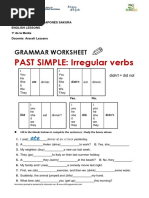 PAST SIMPLE: Irregular Verbs: Grammar Worksheet