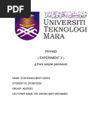 Experiment 2: G From Simple Pendulum