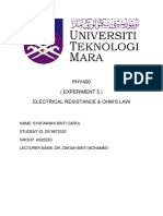 Experiment 5: Electrical Resistance and Ohm's Law