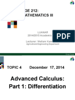 AGE 212: Mathematics Iii: Luanar 2014/2015 Academic Year Lecturer: Wellam Kamthunzi