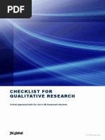 Checklist For Qualitative Research: Critical Appraisal Tools For Use in JBI Systematic Reviews