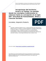 Gonzalez, Alejandro Roberto (2011) - Nuevas Percepciones Del Territorio, Espacio Social y El Tiempo. Un Estudio Desde Los Conceptos Tradic (..) PDF