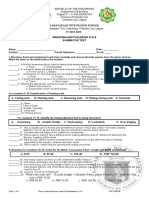 Kapayapaan Integrated School SY: - Dressmaking/Tailoring Tle-8 Summative Test SY-2019-2020