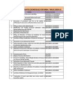 Tentative Key Dates (Schedule) For Mba / Mca) 2020-21