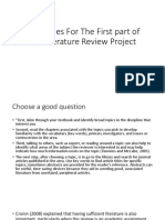 Guidelines For The First Part of The Literature Review Project