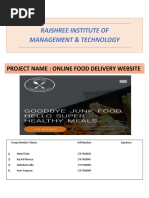 Project Synopsis - Food Delivery Website