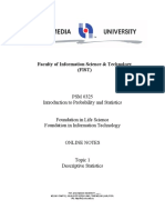 Faculty of Information Science & Technology (FIST) : PSM 0325 Introduction To Probability and Statistics