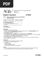 English Literature 47104H: General Certificate of Secondary Education Higher Tier January 2012