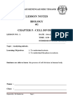 Lesson Notes: Biology 4G Chapter 5: Cell Division