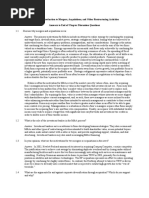 Chapter 1: Introduction To Mergers, Acquisitions, and Other Restructuring Activities Answers To End of Chapter Discussion Questions