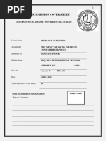 Assignment Submission Cover Sheet: Post Submission Information Marks / Grade