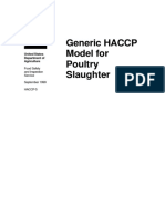 Generic HACCP Model For Poultry Slaughter: United States Department of Agriculture