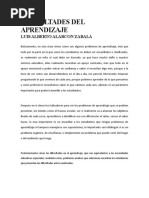 Dificultades Del Aprendizaje Tarea 2 Luis Alarcon Zabala