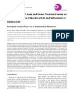 Influence of Tooth Loss and Unmet Treatment Needs On The Social Aspects of Quality of Life and Self-Esteem in Adolescents