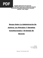 Ensayo Sobre La Administración de Justicia, Los Principios Y Garantías Constitucionales Y El Estado de Derecho