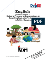 ENGLISH10 - Q2 - MODULE8 - DELIVER A PREPARED OR IMPROMPTU ON AN ISSUE EMPLOYING THE TECHNIQUES IN PUBLIC SPEAKING - v2