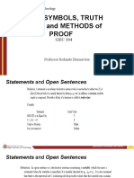 Logic Symbols, Truth Table and Methods of Proof: Professor Rolando Buenavista