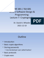 SWE 681 / ISA 681 Secure Software Design & Programming: Lecture 7: Cryptography