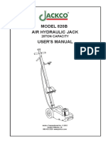 Air Hydraulic Jack User'S Manual Model 820B: 20ton Capacity