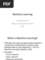 Machine Learning: Usman Roshan Dept. of Computer Science Njit