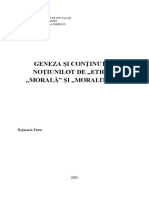 Geneza Şi Conţinutul Noţiunilot de Etică", Morală" Şi Moralitate"