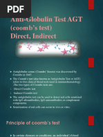 Anti-Globulin Test AGT (Coomb's Test) Direct, Indirect