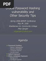 Oracle Password Hashing Vulnerability and Other Security Tips