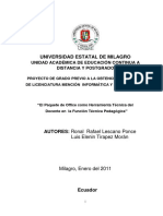 El Paquete de Office Como Herramienta Tecnica Del Docente en La Funcion Tecnica Pedagogica