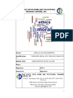 SMAW NC I (Module 3 Basic) Demonstrate Work Values