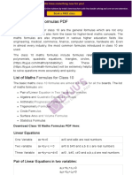 Maths Formulas For Class 10 PDF