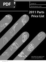 2011 Parts Price List: Number 22 Effective January 1, 2011