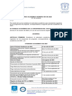 Acuerdo Académico 056 de 2020 - Calendario Académico para Regulares - II Periodo de 2021