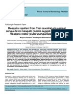 Mosquito Repellent From Thai Essential Oils Against Dengue Fever Mosquito (Aedes Aegypti (L.) ) and Filarial Mosquito Vector (Culex Quinquefasciatus (Say) )